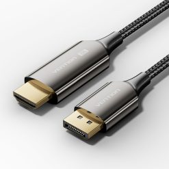 Cotton Braided 8K DisplayPort Male to HDMI Male Cable 1.8M Black Zinc Alloy Type