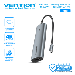 Vention USB C Hub 5in1 Docking Station HDMI 4KUSB 3.0 PD 100W Alumunium Alloy MacBook Windows Support