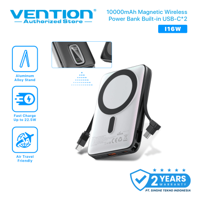 Vention Powerbank 10000mAh Magnetic Wireless Fast Charging 22.5W USB-C with Stand iPhone Android