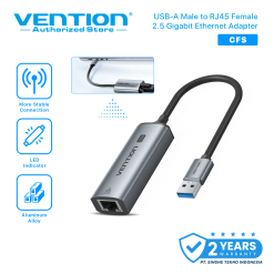 Vention Ethernet Adapter USB-A to LAN RJ45 Kecepatan 2.5Gbps Support OTG NAS