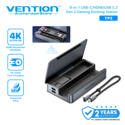 Vention USB-C Docking Station 9 Port Hub 4K HDMI Card Reader TF SD LAN RJ45 100W PD Gaming